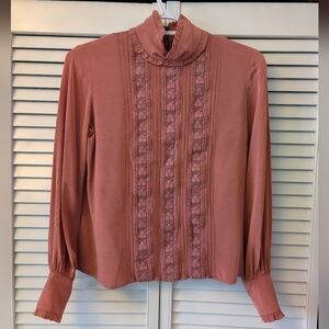 Vintage Ruffled Blouse in Soft Pink